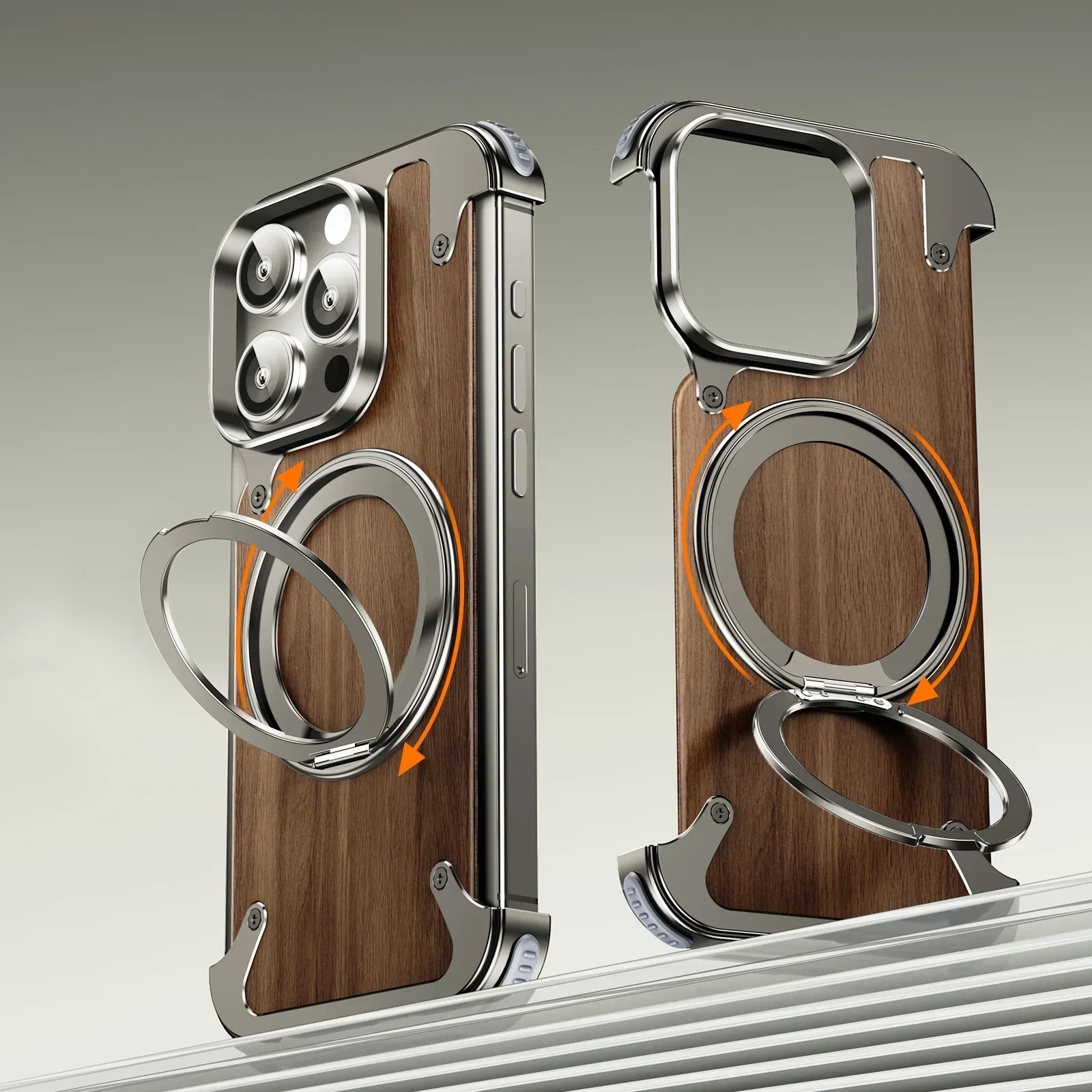 Million Cases Rustic Solid Wood Metal MagSafe Case - iPhone - view 2