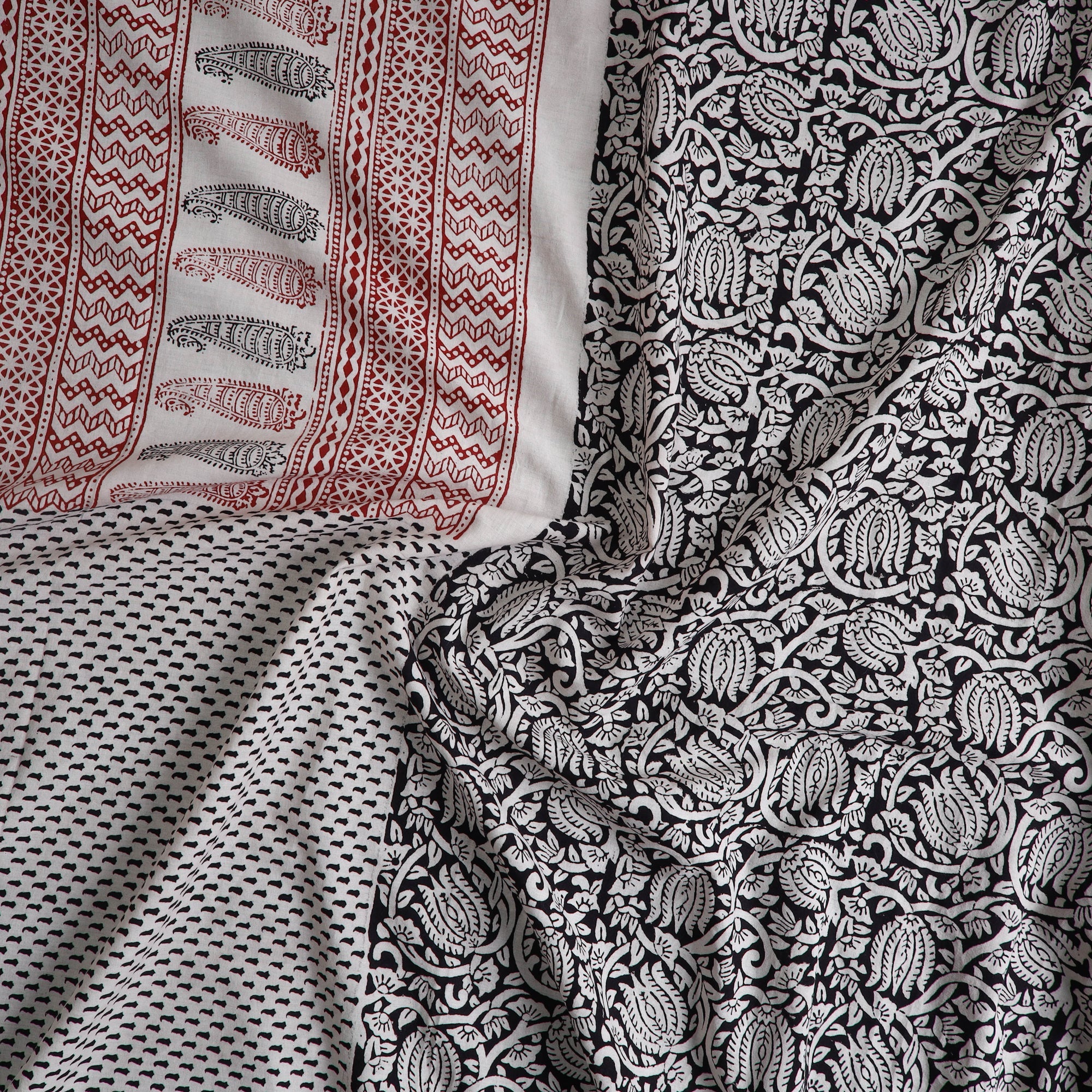 BAGH PRINTS BY MOHAMMED BILAL KHATRI Black - Natural Dyed Cotton Bagh Print Kurta Material (2.2m) 13 - view 2