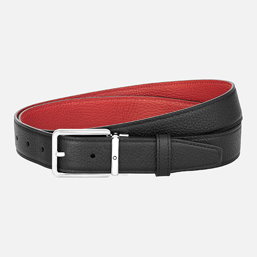 Montblanc Mont Blanc, Black/red32 mm reversible leather belt
