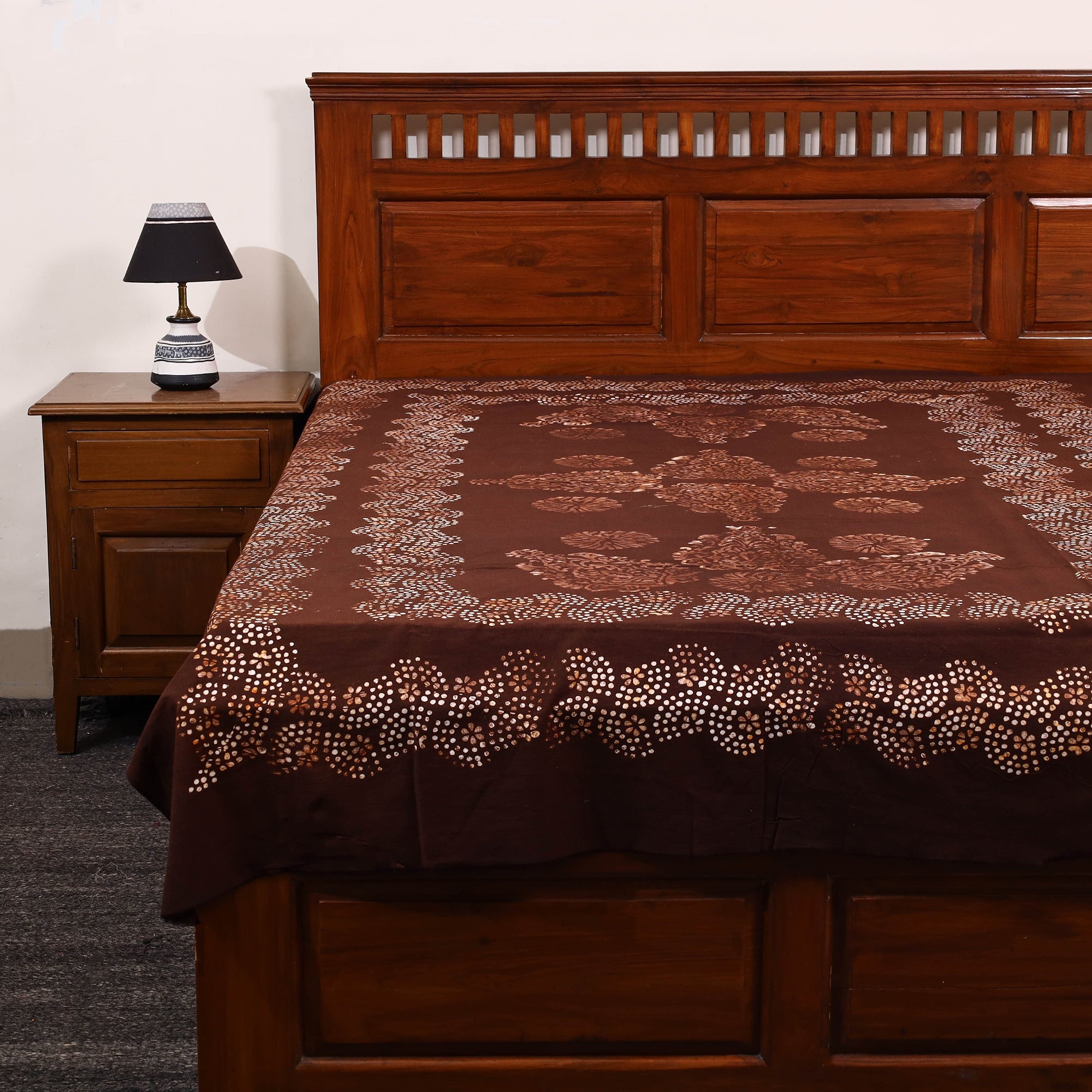BATIK BY MD. SHARIFF Brown - Cotton Hand Batik Print Single Bedsheet (91 x 57 ) 26