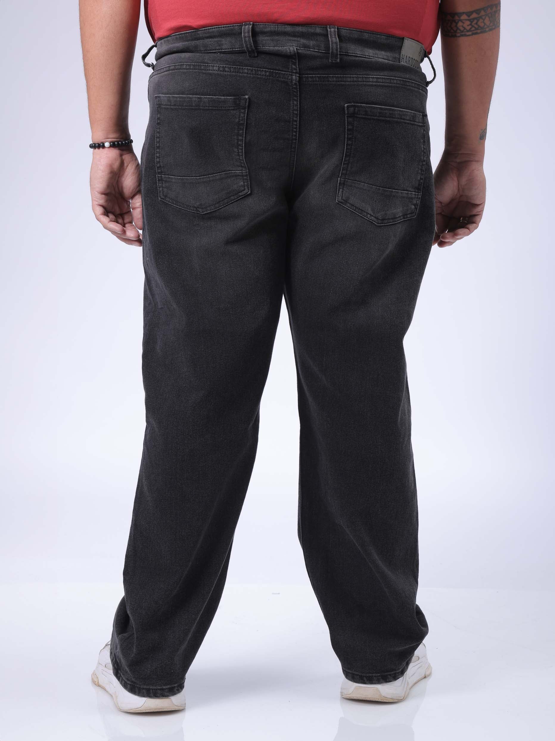 HARDSODA Men's Plus Size Black Vintage Straight Fit Solid Jeans - view 5