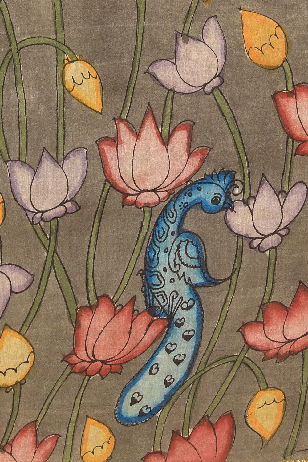 Kalanjali Kalamkari Hand-Painted Grey Saree – Women's - view 2