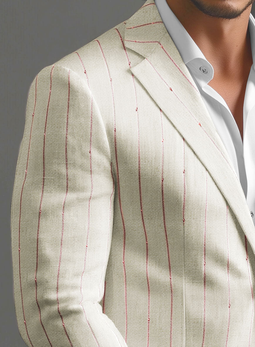 StudioSuits Maestro Trossi Purple Stripe Linen Wool Jacket - view 2