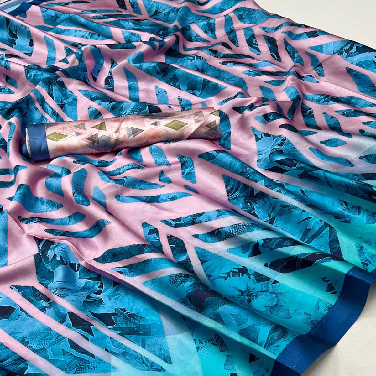 Peachmode Multicolor Digital Printed Satin Saree - view 2
