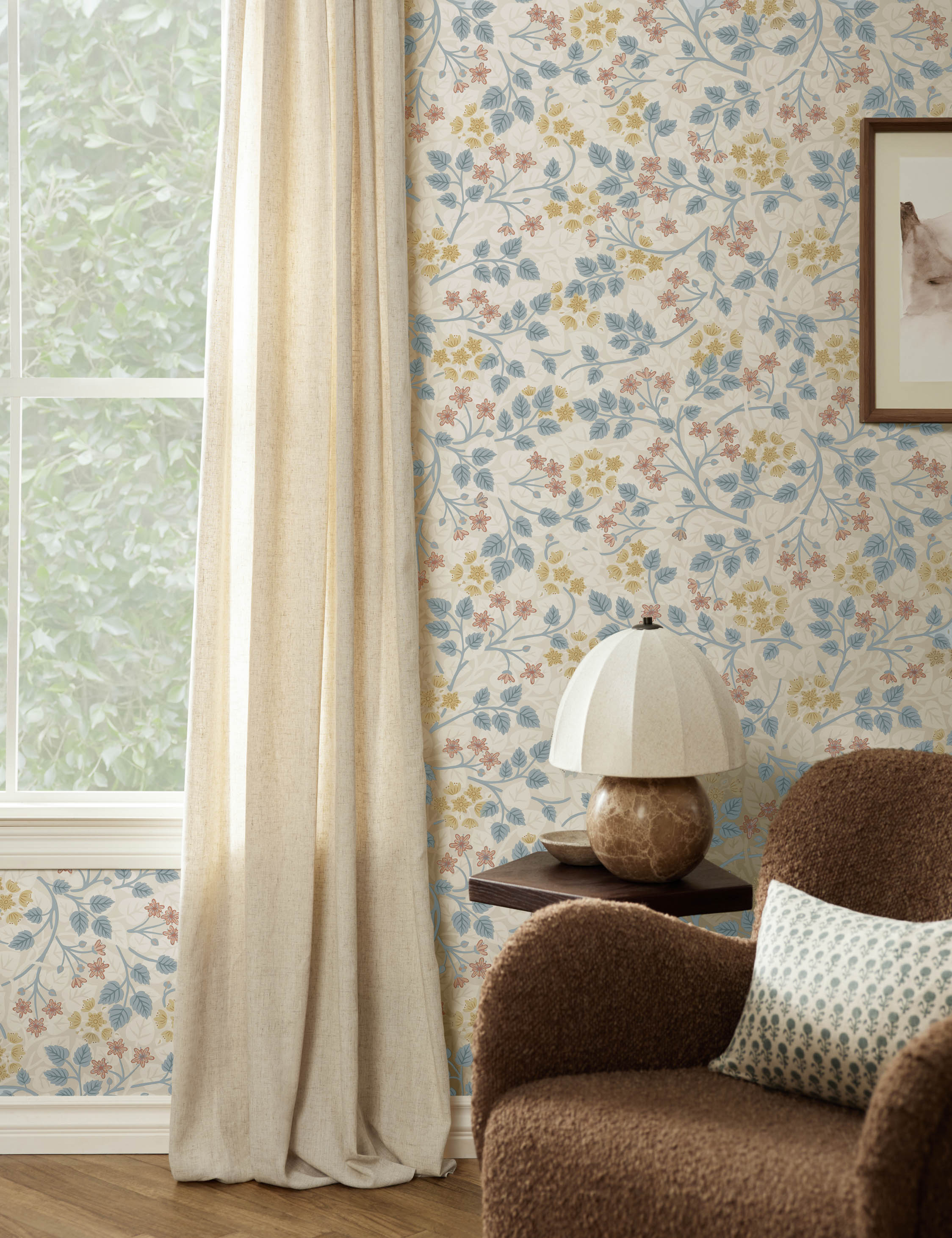 Lulu and Georgia Silver Lime Wallpaper by Sanderson - view 5