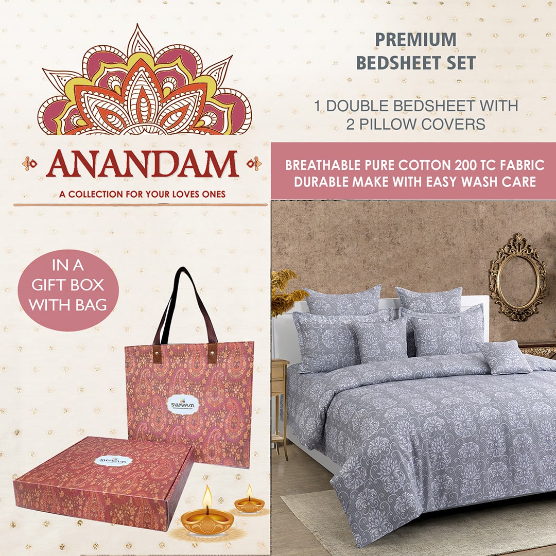 Swayam India Anandam Double Bedsheet with 2 Pillow Covers - 14162