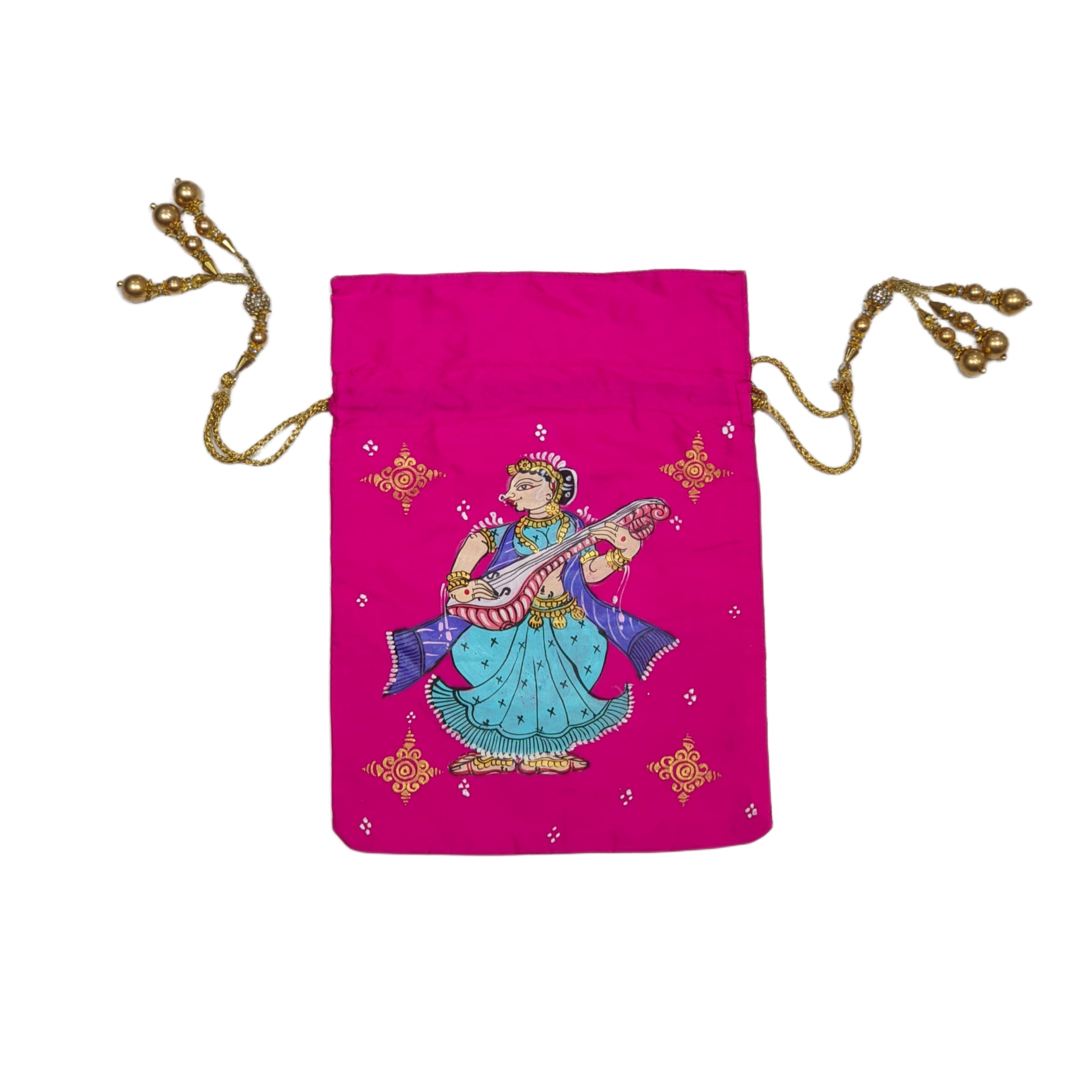 IndianVillèz Rani Pink Nartaki Pattachitra Potli Bag - view 2