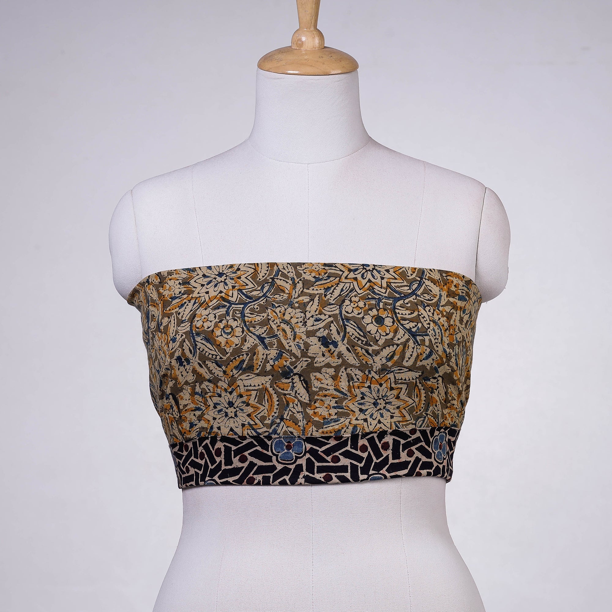 NOORI BAZAR Brown - Rangoli Kalamkari Block Printed Cotton Blouse Piece