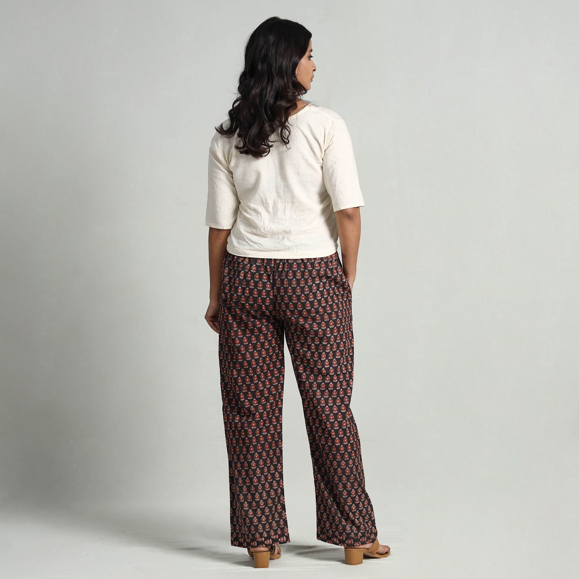 ITOKRI CASUALS Black - Kalamkari Printed Cotton Elasticated Palazzo - view 6