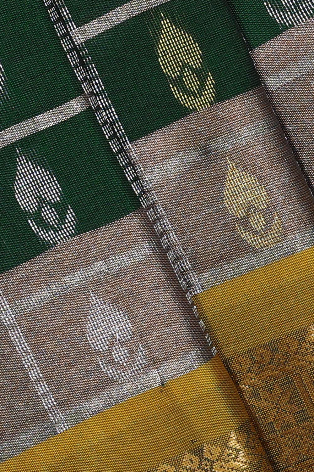 Kalanjali Kanchipattu Bottle Green Brocade Saree - view 2