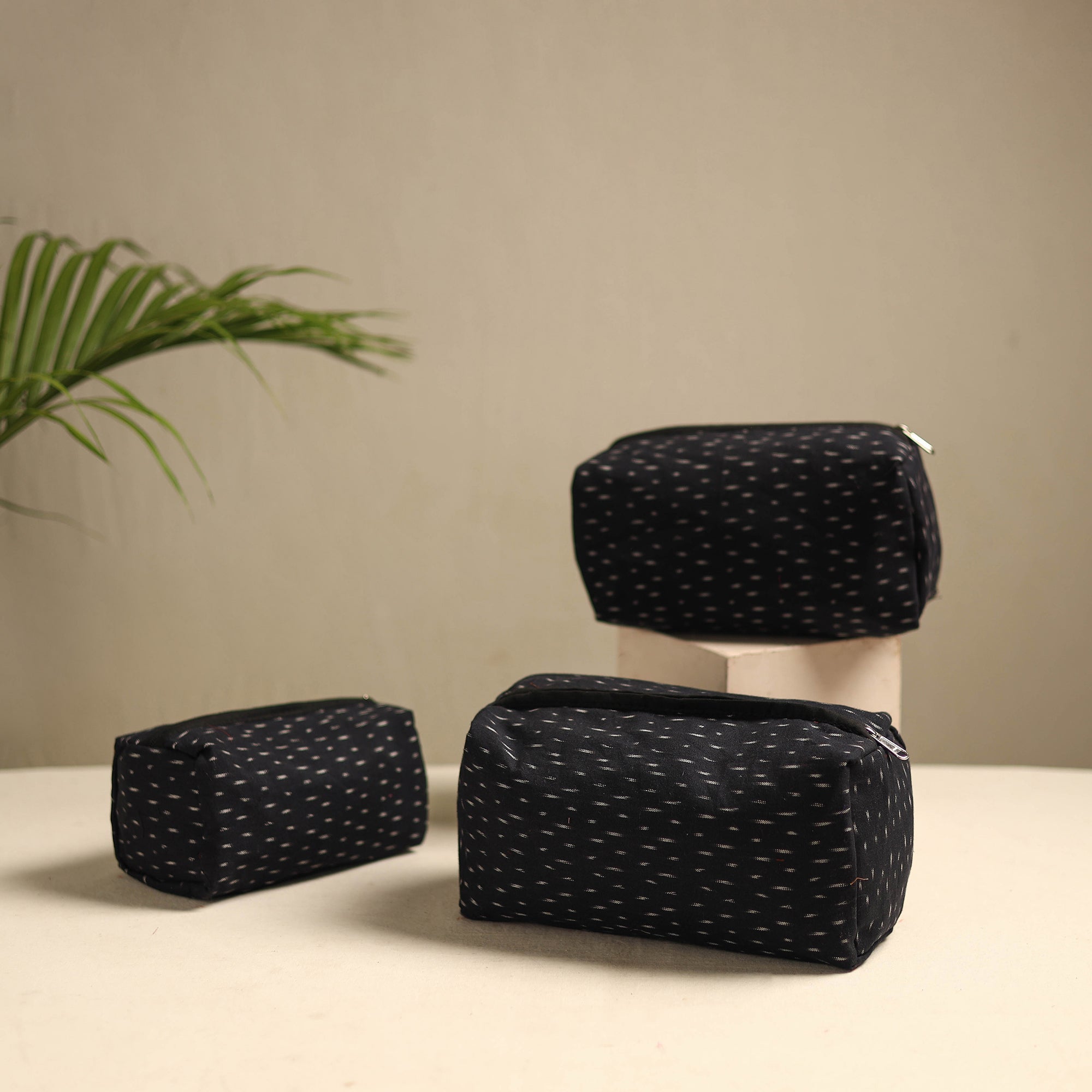 NOORI BAZAR Black - Multipurpose Handmade Toiletry Bags (Set of 3) 14