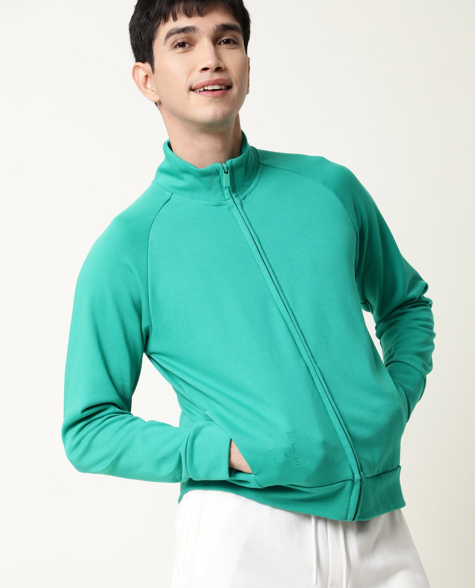 Rare Rabbit Articale Men's Azil Emerald Green High Neck Zip-Up Jacket - view 6