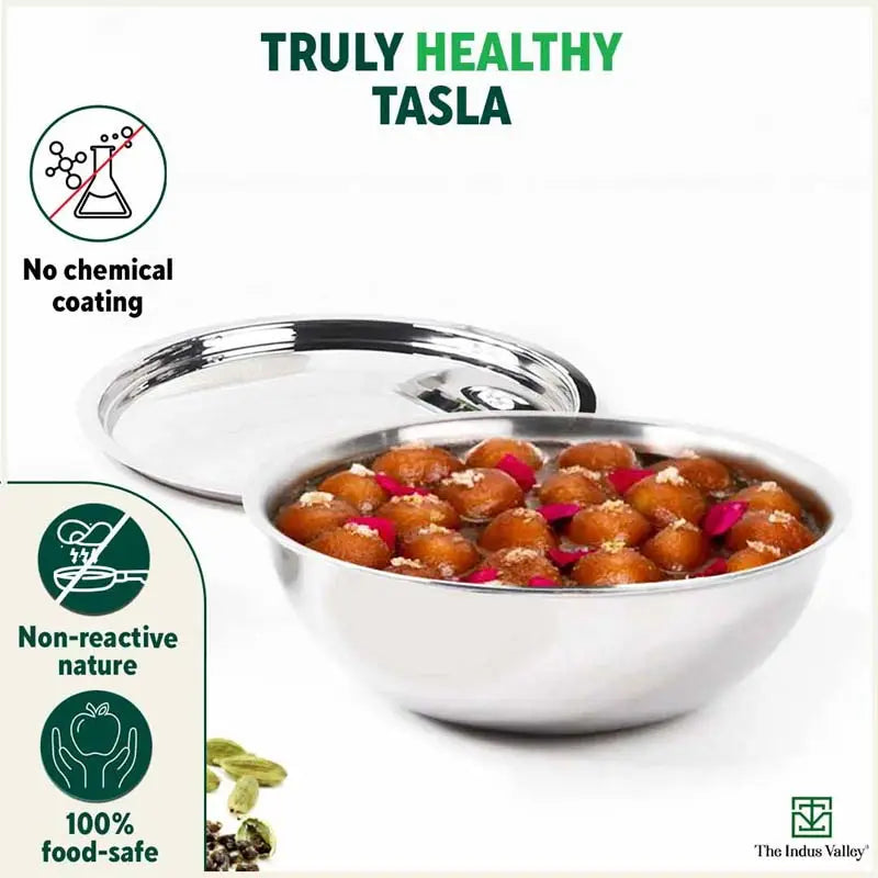 The Indus Valley TurboCuk Tri-ply Stainless Steel Tasla/Tasra/ Patila+ Steel Lid, Cook & Serve, Premium Quality, 3 Layer Thick Body, 100% Toxin-free, - view 4