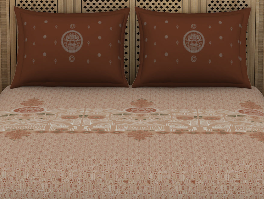 Spaces India Godna Ornate Brown 100% Cotton King Size Bedsheet - Rangana by Spaces - view 5