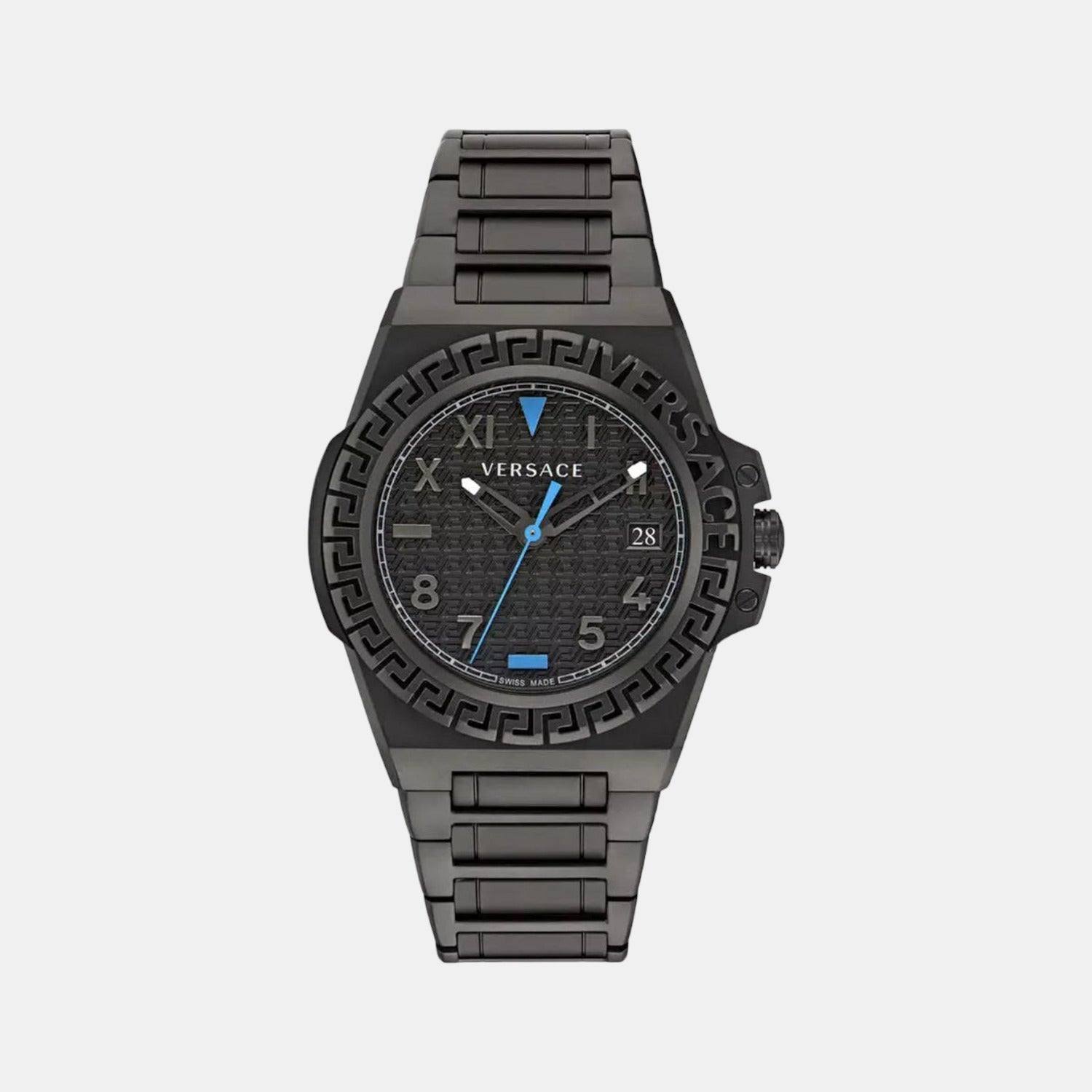 Versace Greca Reaction Men Quartz Black Dial Analog Stainless Steel Watch VE3I00622