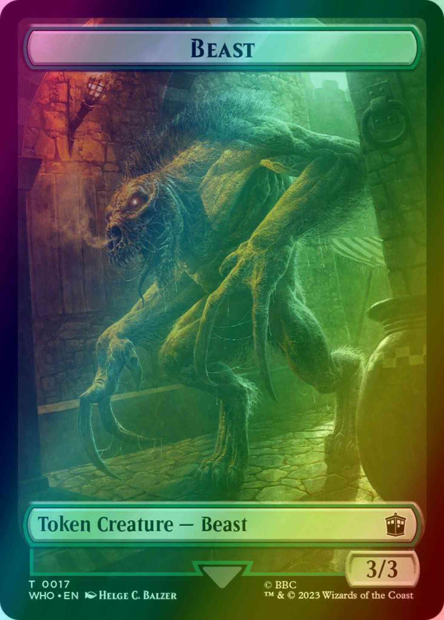 Beast token 17 – Magic Beast Token (17) // Dalek Token (12) [Universes Beyond: Doctor Who: Tokens] [Foil]