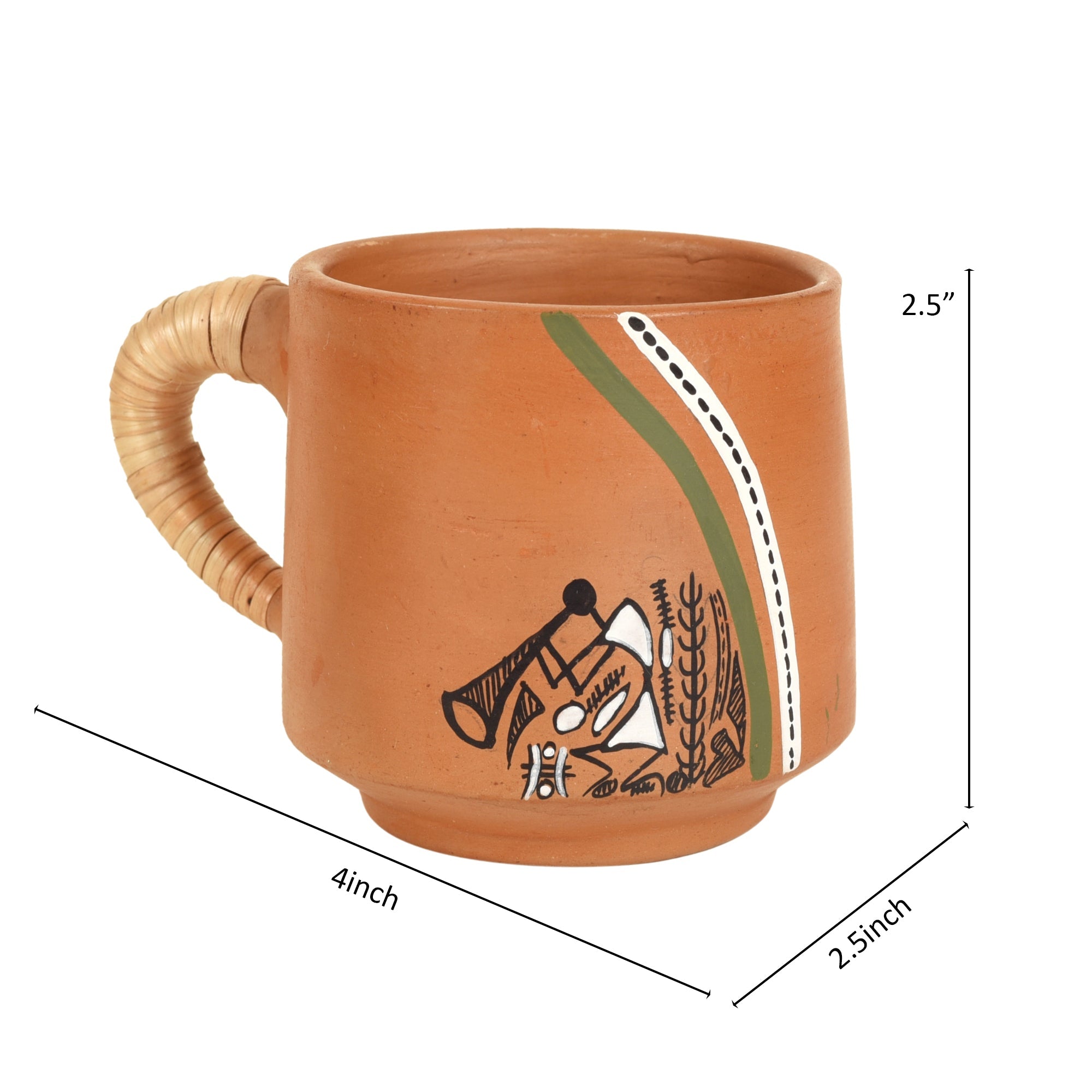 ART CREATIONS BY SUMAN SONTHALIA Brown - Knosh-J Earthen Cups with Caned Handle (Set of 6) - view 5