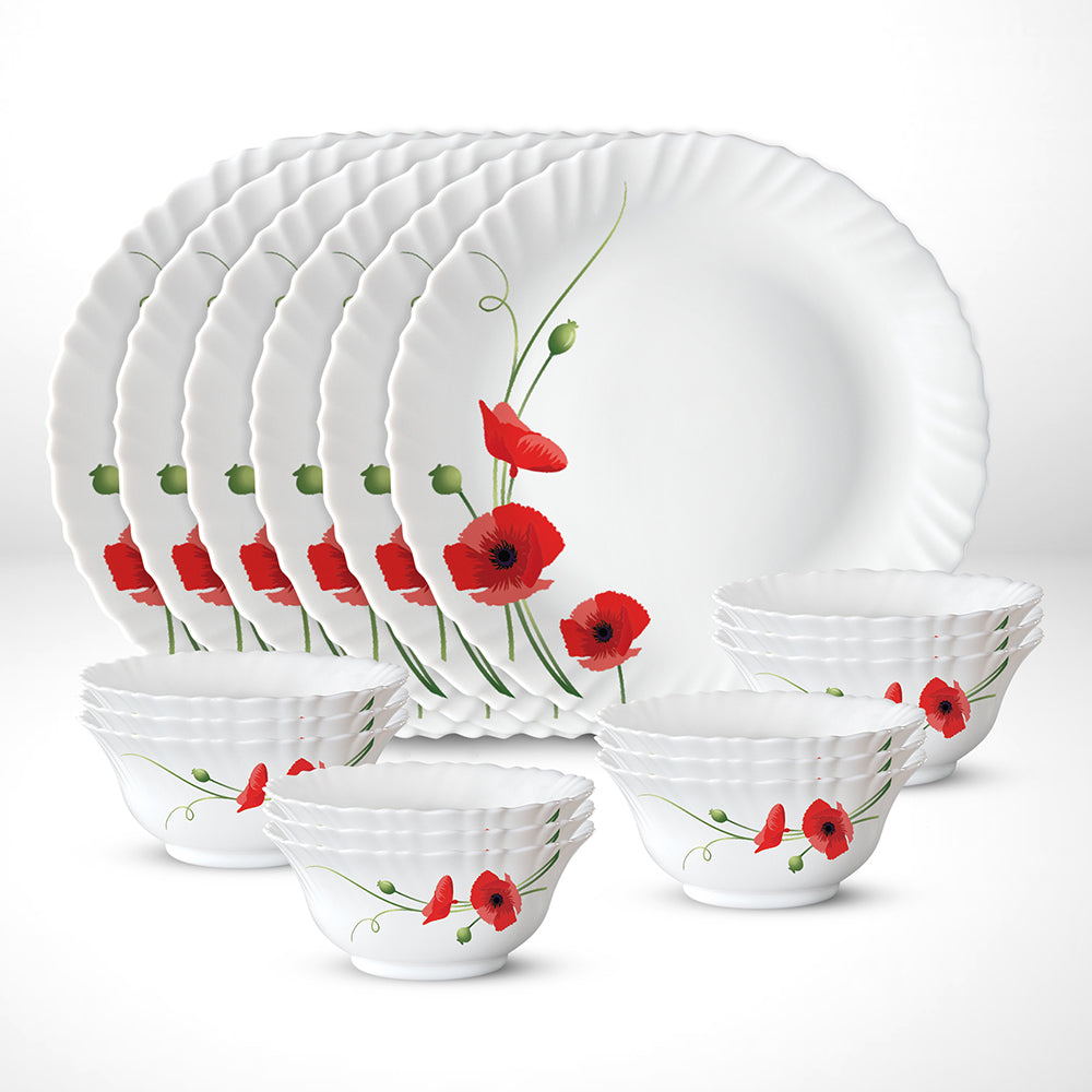 My Borosil Larah by Borosil Red Carnation Thali Set