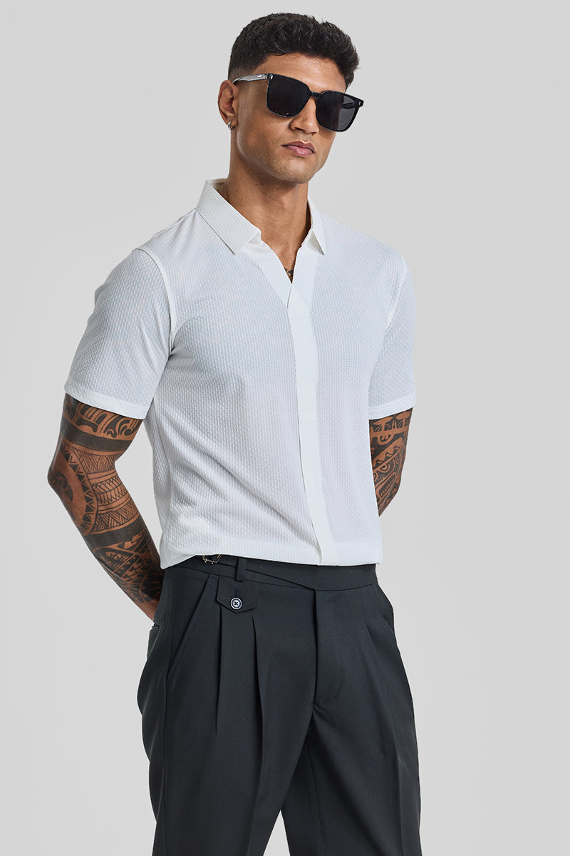SNITCH White Textured Polo T-Shirt - view 5