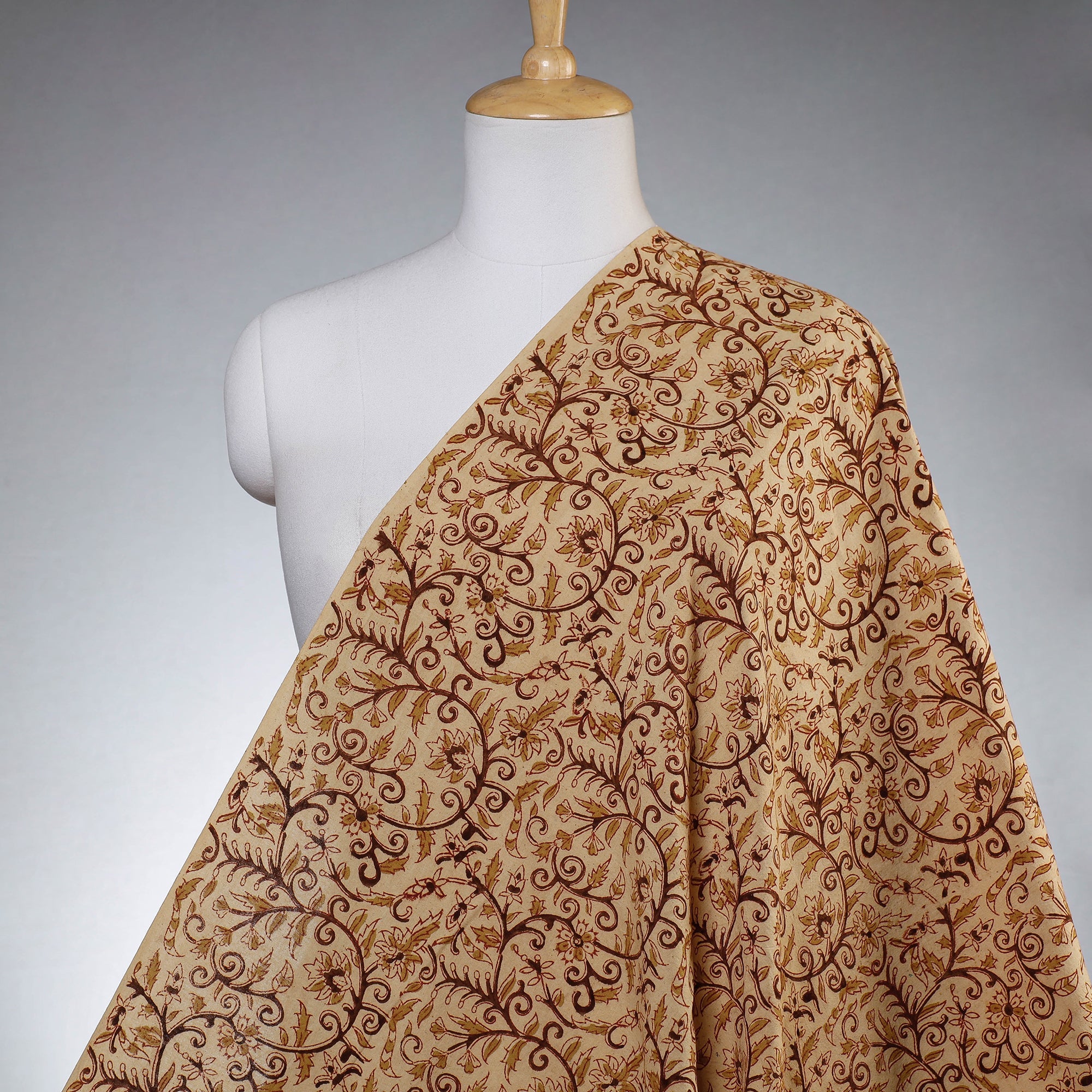 PITCHUKA SRINIVAS KALAMKARI PEDANA Beige - Pedana Kalamkari Block Printed Cotton Fabric