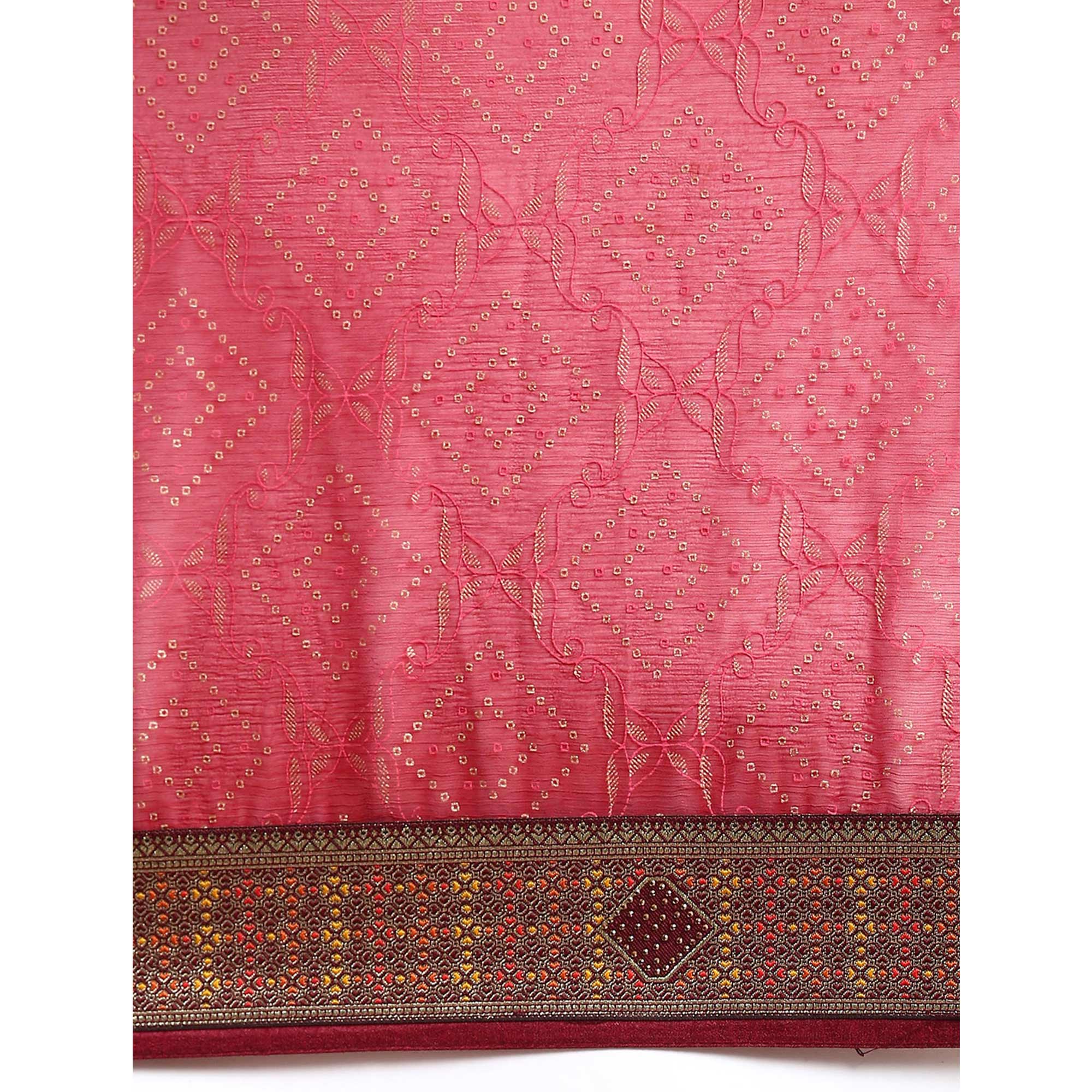 Peachmode Maroon Foil Printed With Fancy Border Chiffon Saree - view 5