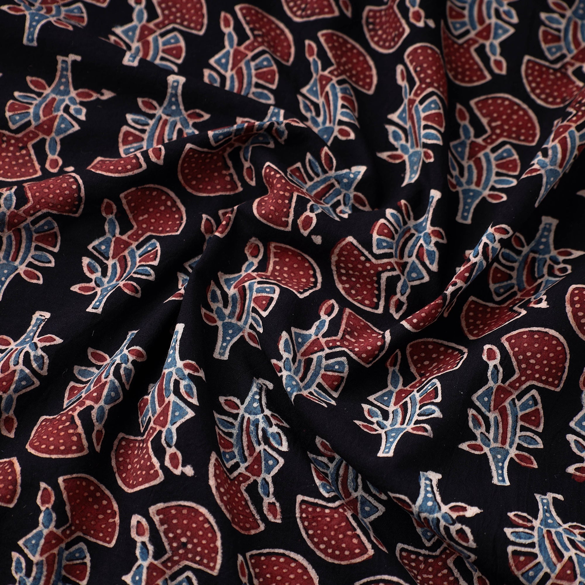 RIYAZ ABDULMAJID KHATRI - AJRAKH Black - Block Print Cotton Ajrakh Fabric 08 - view 3