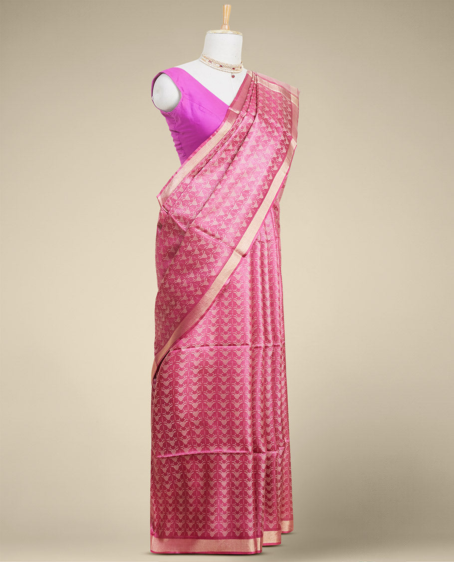 Pothys Purple intricate zari design tusser silk saree with self zari border - view 2