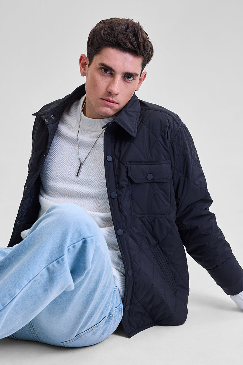 SNITCH Black Double Pocket Relaxed Fit Jacket