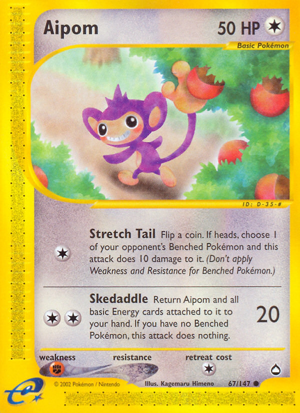 Common ecard2-67 non-holo – Pokémon Aipom - 67/147 - Common [ecard2-67] [Non-Holo] - Aipom - 67/147 - Common