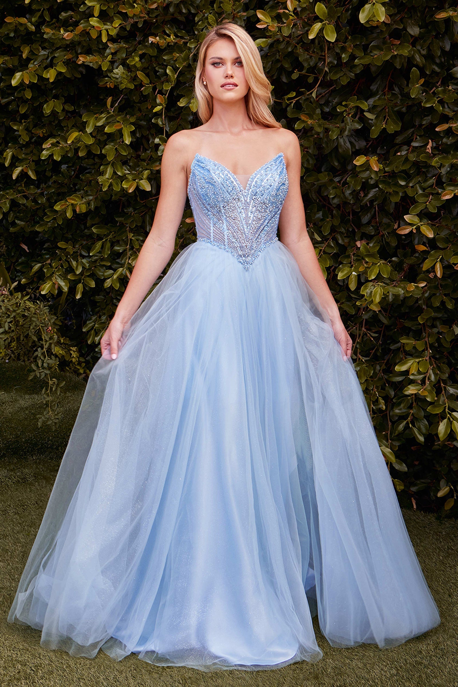 Cinderella Divine Beaded Strapless Tulle Ball Gown by Ladivine CC415 - view 3