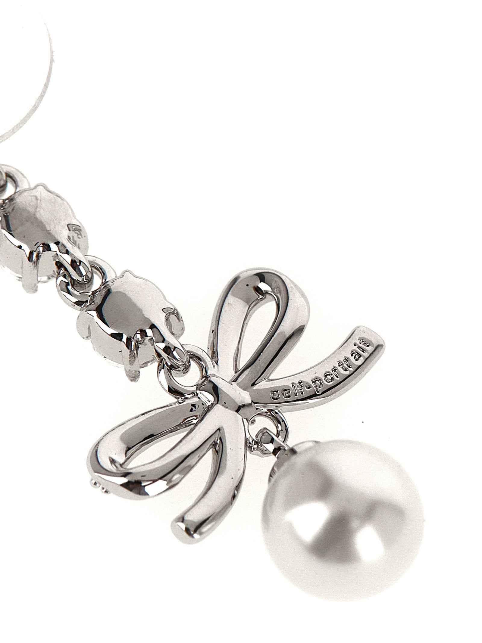 Self-Portrait Bow Crystal Charm Earrings – 100% brass - view 2