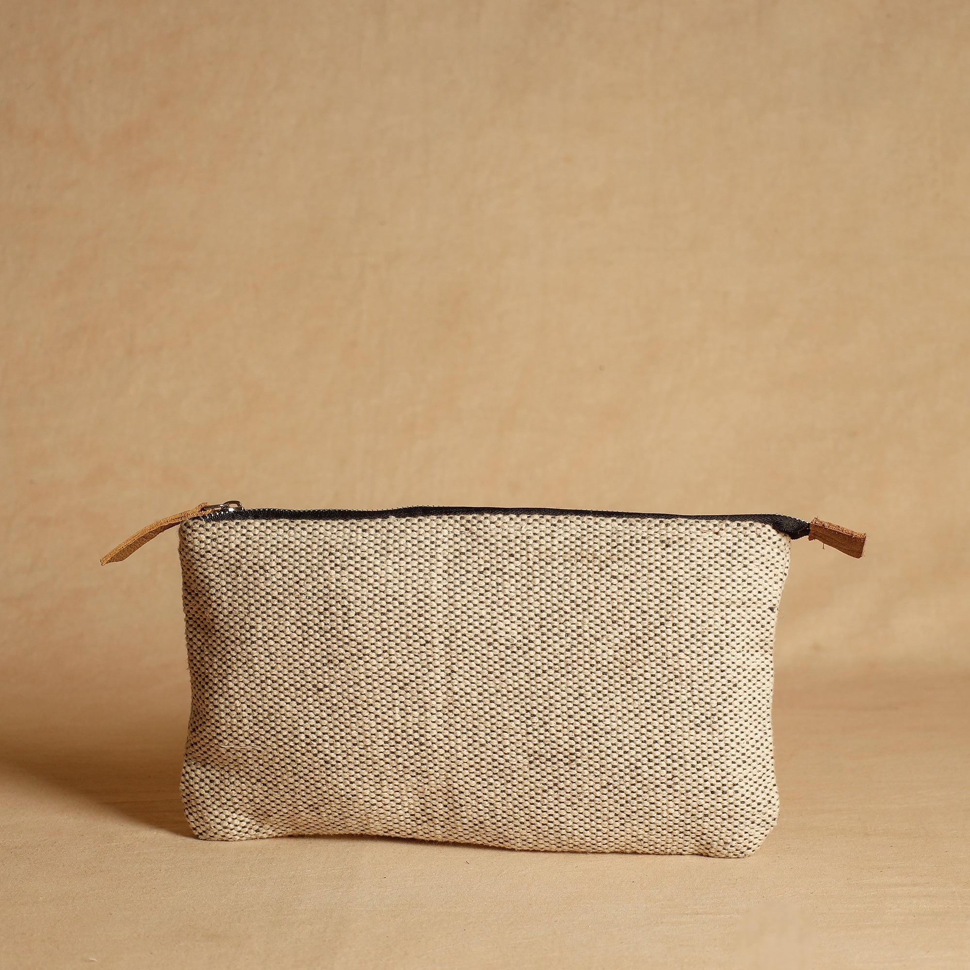 HAVELI CHRONICLES Beige - Jaipur Block Printed Handloom Cotton Multipurpose Toiletry Pouch (7 x 12 in)