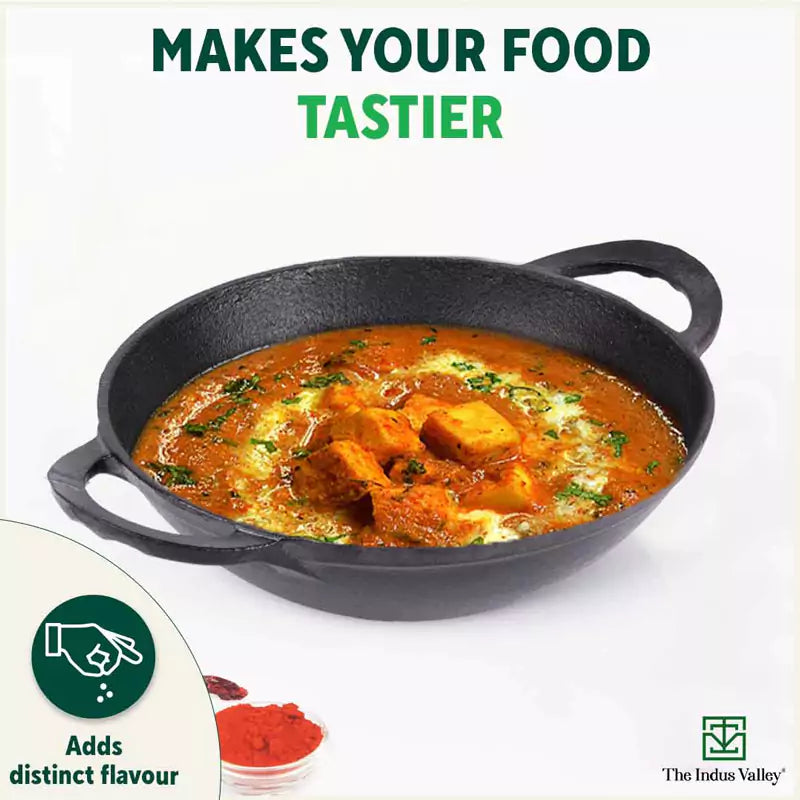 The Indus Valley CASTrong Cast Iron Kadai+ Free ₹110 Spatula, Pre-seasoned, Nonstick, 100% Pure, Toxin-free, 25.2cm, 2.2L, 2.37kg - view 9