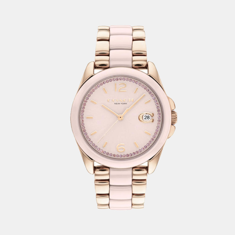 Coach Greyson Women Quartz Pink Dial Analog Stainless Steel Watch 14504188