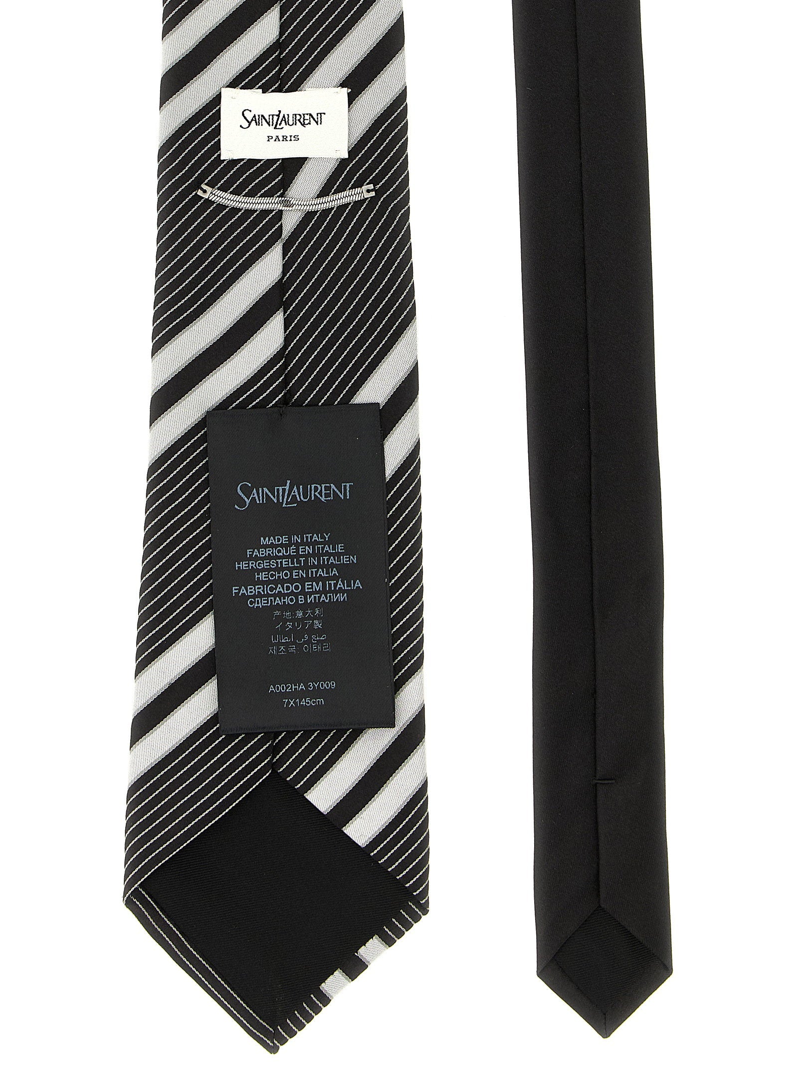 Saint Laurent Jacquard Diagonal Striped Tie – 100% silk - view 2