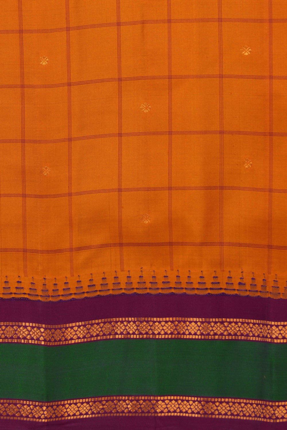 Kalanjali Gadwal Silk Mustard Kattam Saree – Women's - view 2