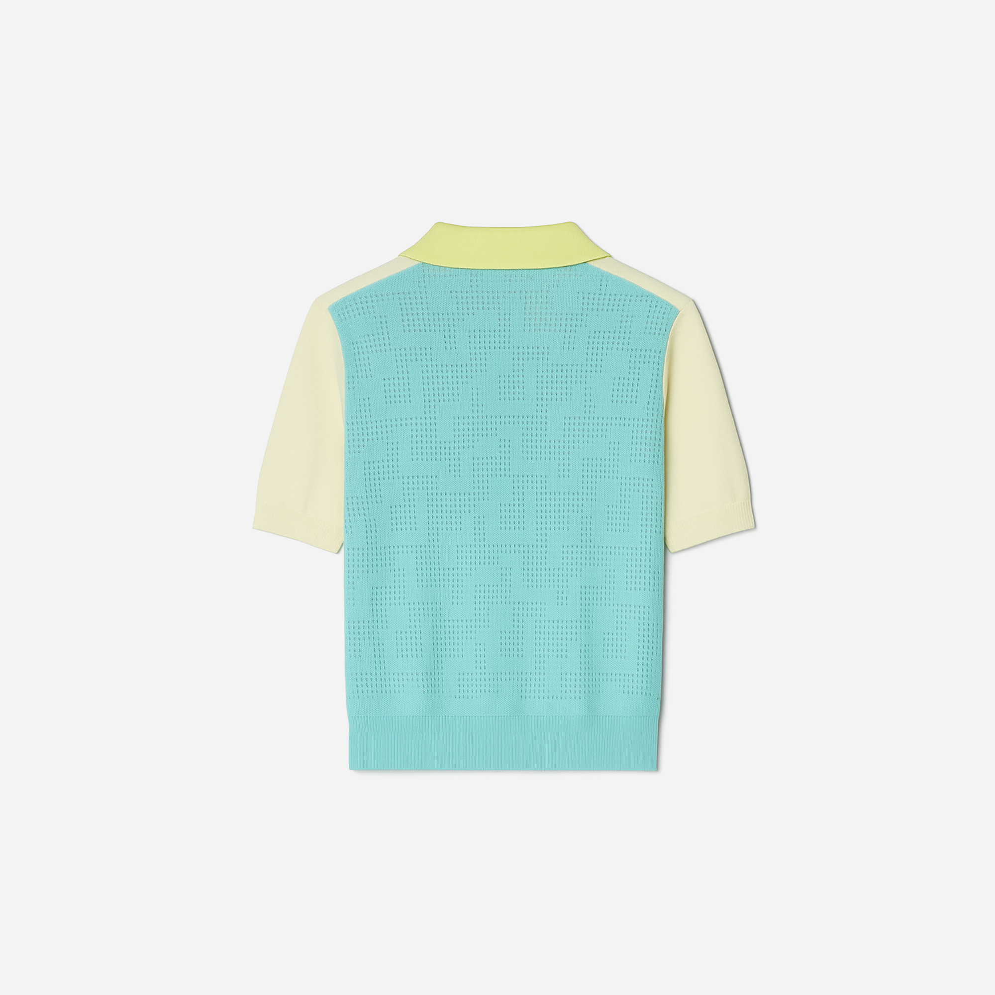 Tory Burch Cotton Pointelle Logo Polo New Ivory Pastel Sky - view 2