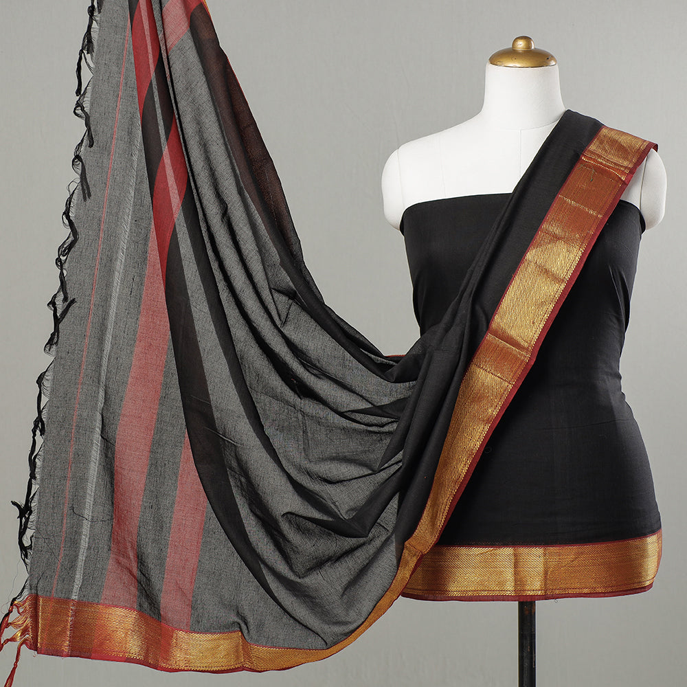 SOUTH KARGHA Black - 3pc Dharwad Cotton Suit Material Set 14