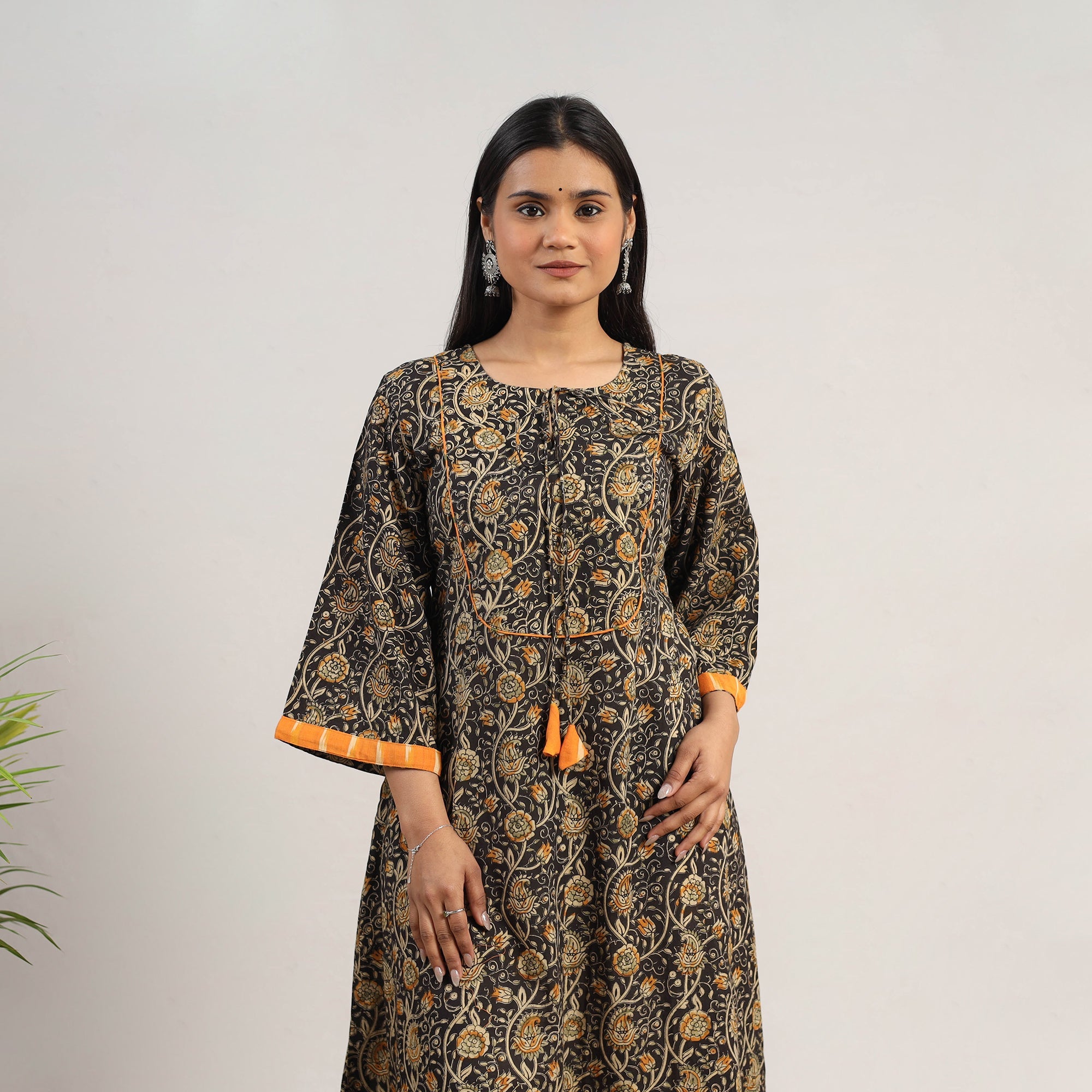 ITOKRI CASUALS Black - Natural Dyed Block Print Cotton Kalamkari Kurta 06
