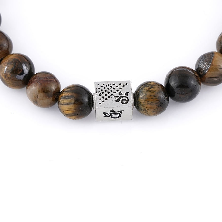 Prinjal Jewellers Tiger Eye Stone with Om Silver Beads Bracelet - view 5