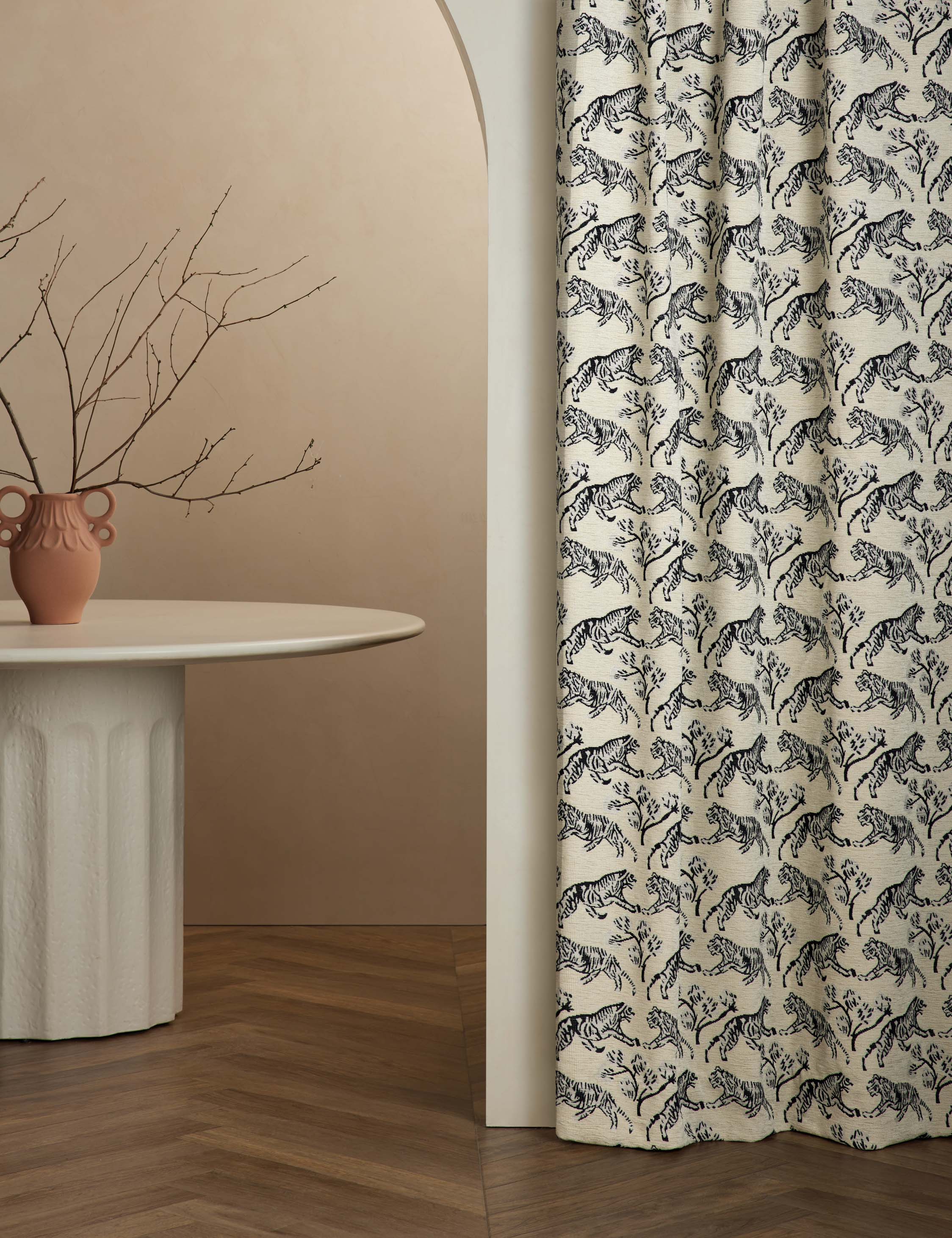 Lulu and Georgia Tiger Jacquard Curtain Panel by Sarah Sherman Samuel - view 2