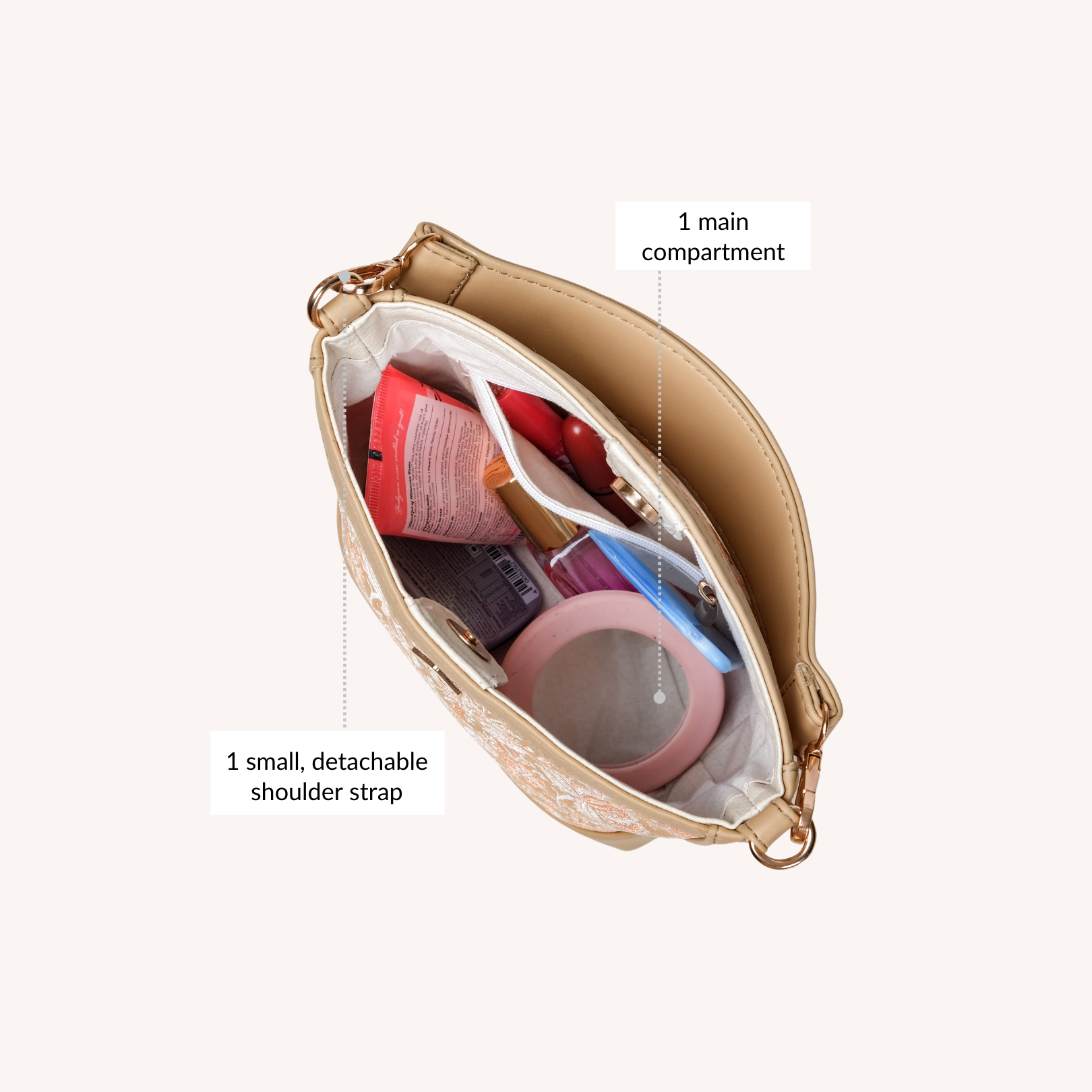 Nestasia Eden Beige Bucket Handbag For Women - view 7