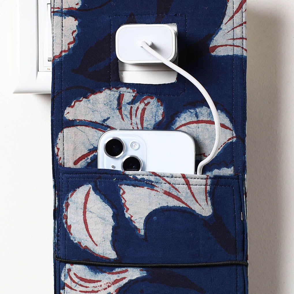 ITOKRI CRAFTS INITIATIVE Blue - Bindaas Block Printed Cotton Mobile Charging Holder - view 2