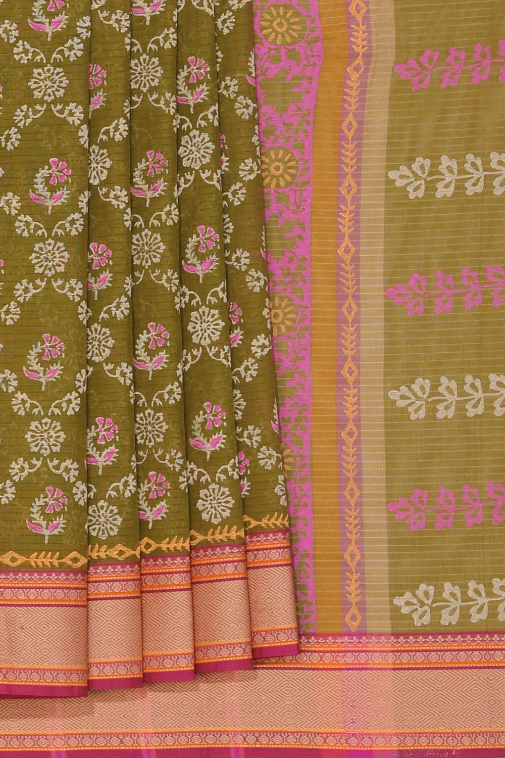 Kalanjali Ethnics Hand block printed cotton saree - view 2