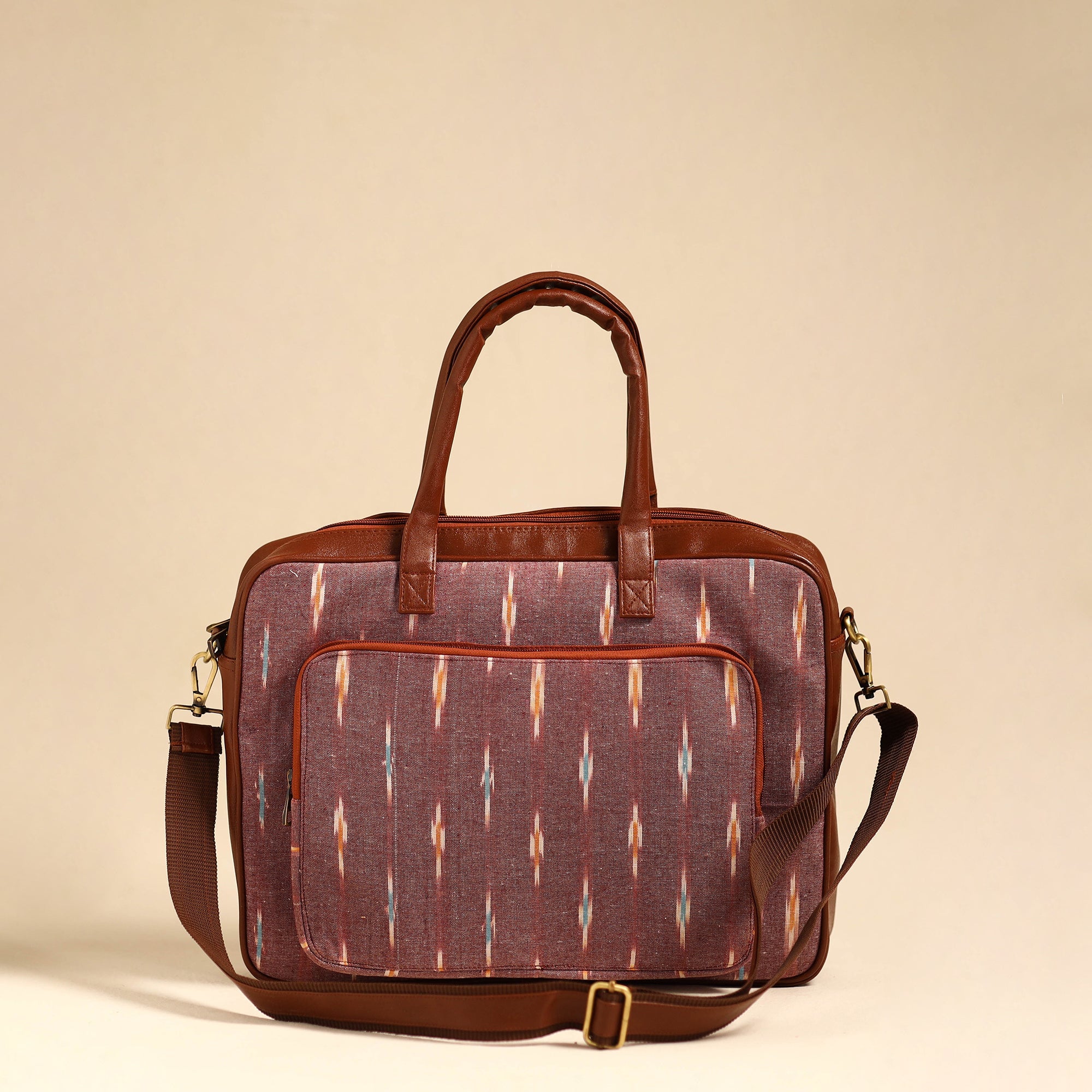 ITOKRI CRAFTS INITIATIVE Brown - Handmade Pochampally Ikat Laptop Bag 05