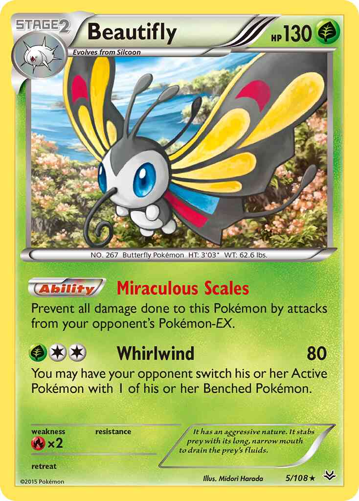 Rare holo xy6-5 – Pokémon Beautifly - 5/108 - Rare Holo [xy6-5] [Holo]