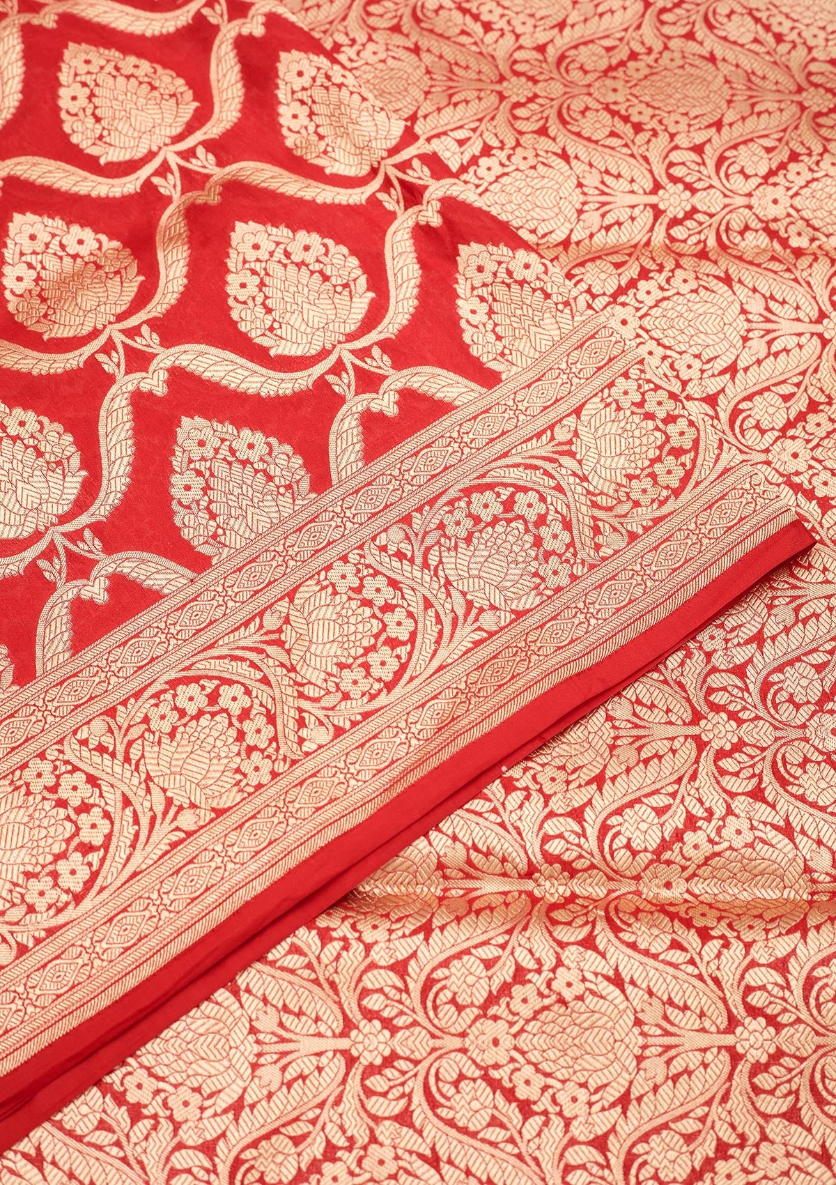 Koskii Red Zariwork Pure Silk Saree – Women's - view 4
