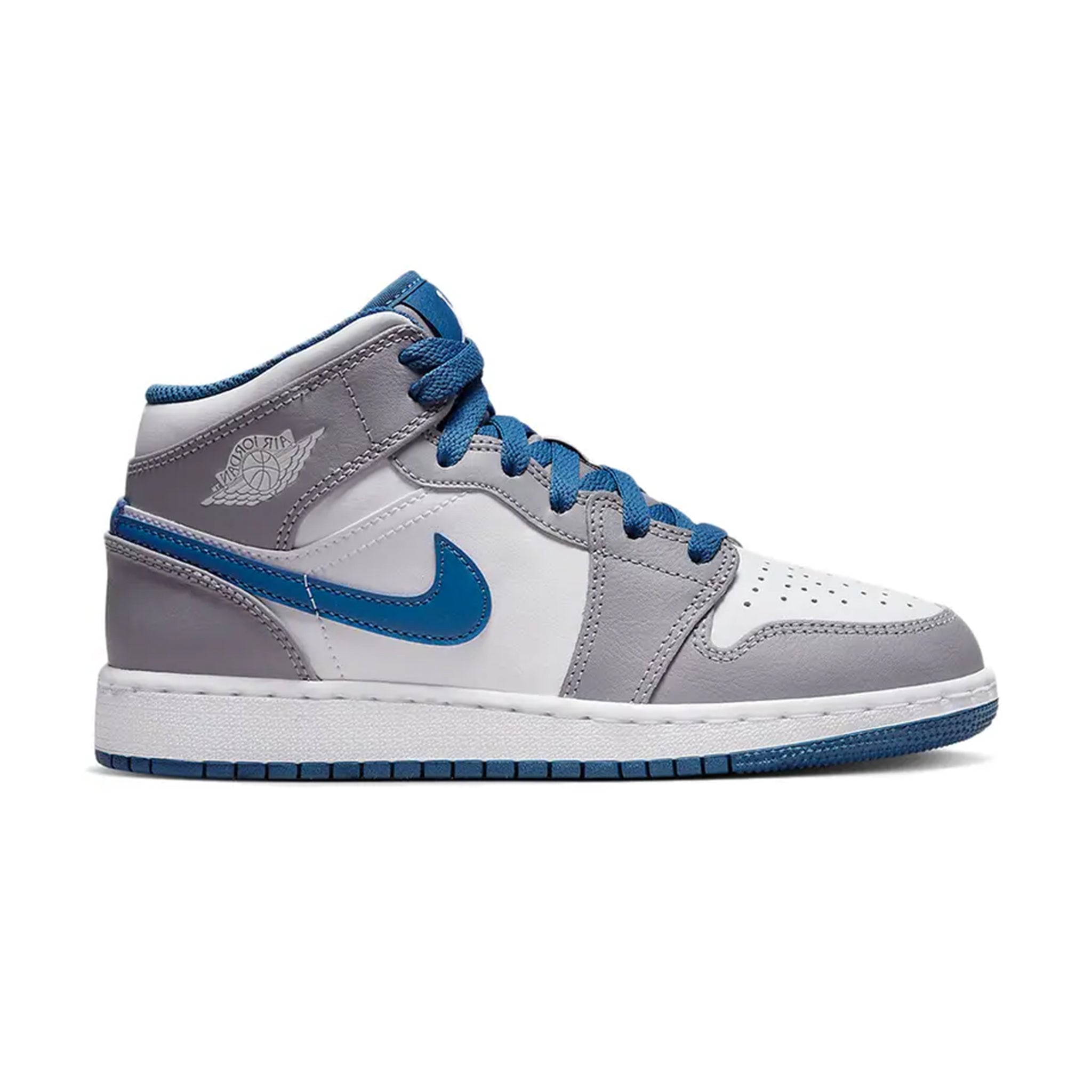 Air Jordan 1 Mid True Blue Cement (GS) – Grey