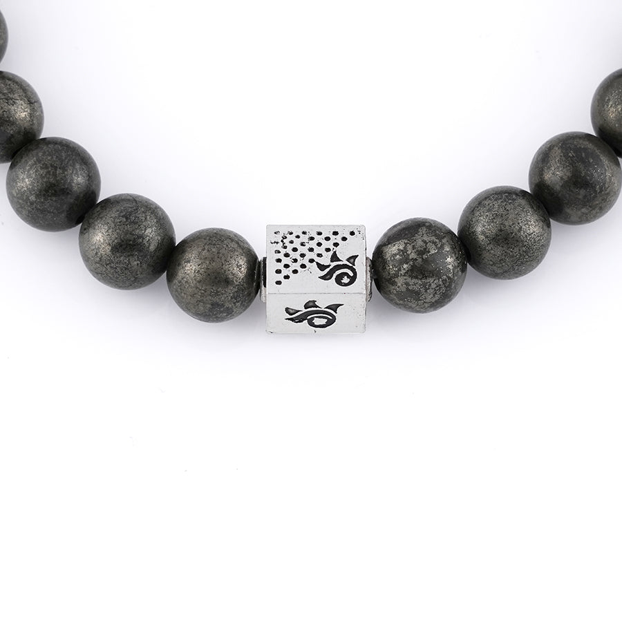 Prinjal Jewellers Pyrite Stone with Om Silver Beads Bracelet - view 5