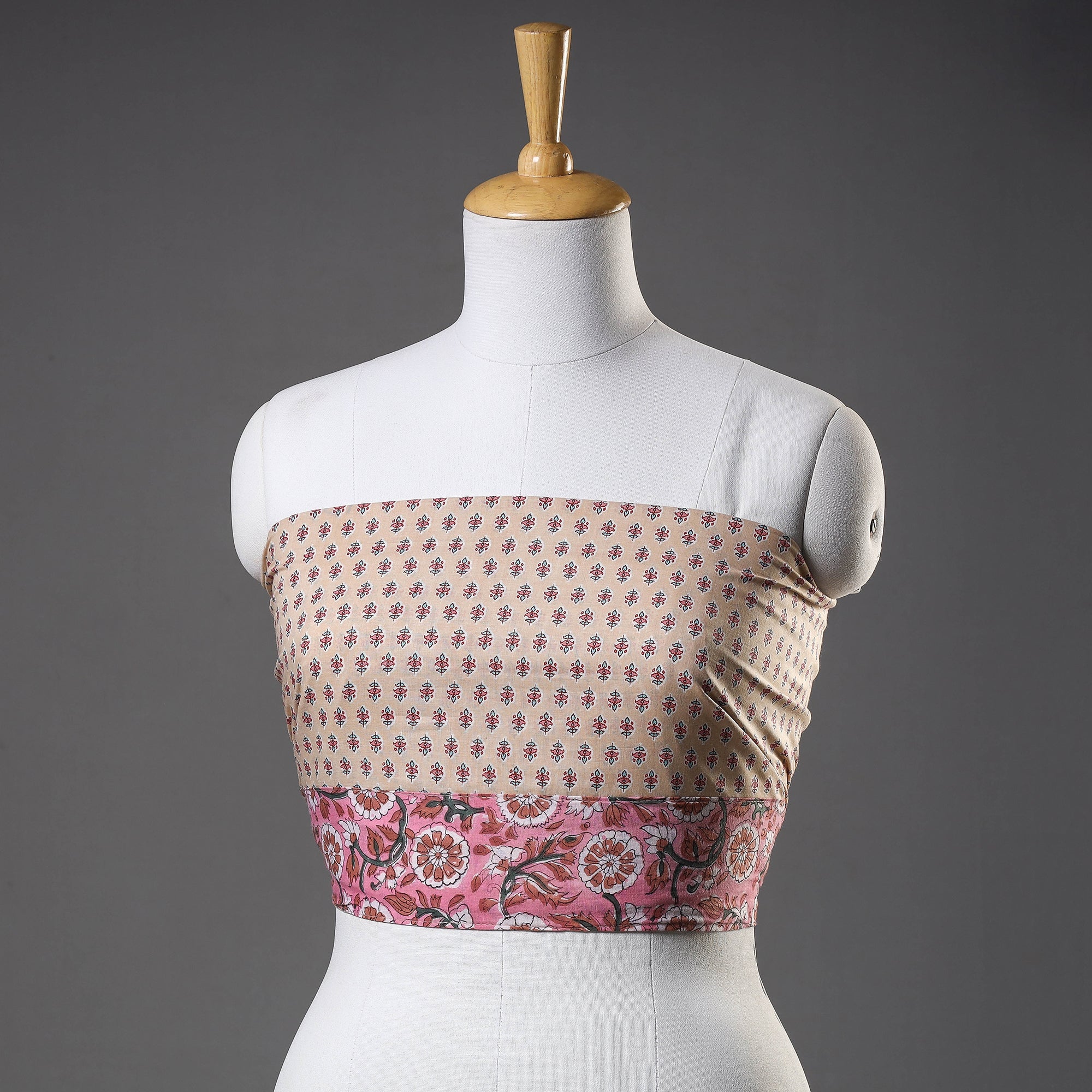 NOORI BAZAR Brown - Sanganeri Block Printed Cotton Blouse Piece